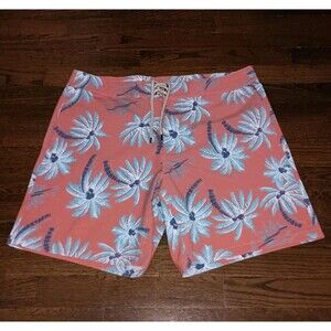 Faherty Board Shorts Mens 34 Palm Trees Print Button Fly Polyester Blend